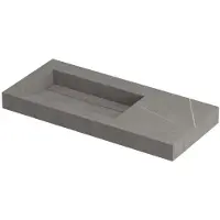 Ink Pitch Wastafel Keramische Slab Links met Drain en Front en Side Skirts Zonder Kraangat - 1000x450x90 mm - Armani Grey Mat