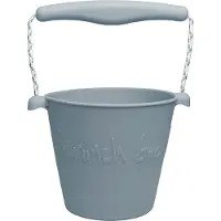 Scrunch : EMMER eendenei blauw diam.15cm, 1.5l inhoud, handvaten met touw, opvouwbaar, 100% siliconen, recycleerbaar, 12m+
