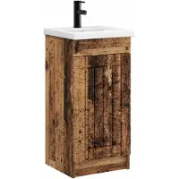 vidaXL Badkamer Vanity met Wastafel Oud hout 42 x 40 x 84,5 cm