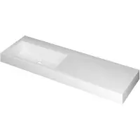 Ink Momento Wastafel Polystone Wasbak Links Zonder Kraangat - 1400x450x90 mm - Glans Wit