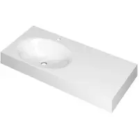 Ink Smooth Wastafel Polystone Links met 1 Kraangat - 1000x450x90 mm - Glans Wit