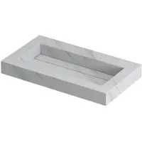 Ink Pitch Wastafel Keramische Slab Bak met Drain en Front en Side Skirts Zonder Kraangat - 800x450x90 mm - Calacatta Mat