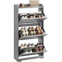 Vasagle - Schoenenkast - Schoenenkast met 3 Kleppen - Voor 12-20 Paar Schoenen - Ruimtebesparend Ontwerp