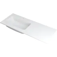 Ink Faktor Wastafel Polystone Links met 1 Kraangat - 1200x450x15 mm - Mat Wit