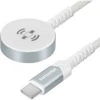 Swissten Draadloze Magnetische Oplaadkabel - Geschikt voor Apple Watch - USB-C - 1.2M - Wit