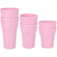 PlasticForte onbreekbare drinkglazen - 24x stuks - kunststof - roze - 360-520-600 ml - stapelbaar - camping