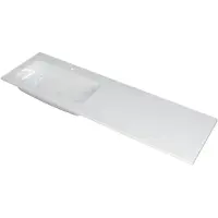 Ink Faktor Wastafel Polystone Links met 1 Kraangat - 1600x450x15 mm - Glans Wit