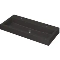 Ink Momento Wastafel Quartz met 2 Kraangaten - 1000x450x90 mm - Quartz Zwart