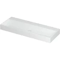 Ink United Wastafel Porselein Zonder Kraangat incl. Porseleinen Click Plug en Verborgen Overloop Systeem - 1200x450x110 mm - Glans Wit