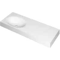 Ink Smooth Wastafel Polystone Links met 1 Kraangat - 1200x450x90 mm - Mat Wit
