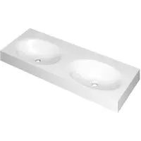 Ink Smooth Wastafel Polystone Dubbel Zonder Kraangaten - 1200x450x90 mm - Glans Wit