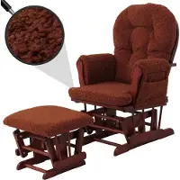 Mendler Relaxstoel -C76, schommelstoel + voetenbankje, bouclé-stof 480 g/m² ~ roestbruin, donker frame