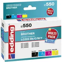 Edding Inktcartridge vervangt Brother LC223 BKCMY Compatibel Combipack Zwart, Cyaan, Magenta, Geel EDD-550 18-550-01