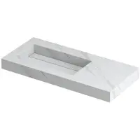 Ink Pitch Wastafel Keramische Slab Links met Drain en Front en Side Skirts Zonder Kraangat - 1000x450x90 mm - Calacatta Mat