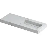 Ink Pitch Wastafel Keramische Slab Rechts met Drain en Front en Side Skirts Zonder Kraangat - 1200x450x90 mm - Calacatta Mat