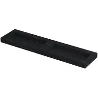 Ink Pitch Wastafel Keramische Slab Bak Dubbel met Drain en Front en Side Skirts 2 Kraangaten - 1800x450x90 mm - Lauren Black Mat