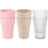 PlasticForte onbreekbare drinkglazen - 6x stuks - kunststof/plastic - mix van 3 kleuren - 520 ml - 13 cm