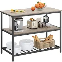 Vasagle - Keukeneiland - Keukenrek met Grote Werkblad - 3-Lagen Magnetronrek - Stalen Frame