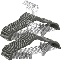 Songmics - Kledinghangers - Kledinghangers Fluweel - Set van 20 - Verstelbare Clips - Antislip en Ruimtebesparend