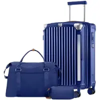 Happiq Reiskofferset – Voor reizigers – Uitbreidbaar, lichtgewicht en duurzaam – Blauw, met TSA-slot, spinnerwielen en bekerhouder (50,8 cm)