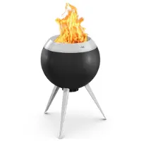 Höfats MOON Vuurkorf 55 zilver rookvrije vuurkorf van roestvrij staal, geëmailleerde rookarme vuurkorf met houtvergassingstechnologie, tweetraps verbrandingsproces
