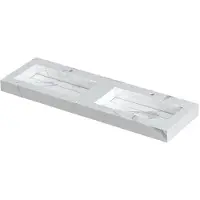 Ink Pitch Wastafel Keramische Slab Bak Dubbel met Drain en Front en Side Skirts 2 Kraangaten - 1400x450x90 mm - Statuario Glans
