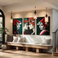 Canvas Picturetopicture - - 50x70 - Portret - Drieluik - Wanddecoratie - Uniek - Exclusief