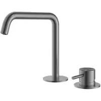 Hotbath Archie - Wastafelmengkraan - zonder Waste - Laag - Geborsteld Gunmetal PVD - Opbouw - Messing - V03