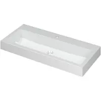Ink Momento Wastafel Polystone met 1 Kraangat - 1000x450x90 mm - Glans Wit