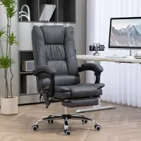 HAUSS SPOLE Bureaustoel 64 X 70 X 110 118 Cm - Vibratiemassage Met Warmte - 135 Graden Kantelbaar - Polyester - Donkergrijs
