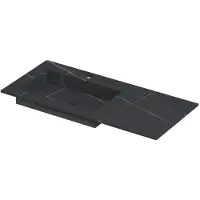 Ink Post Wastafel Keramische Slab Envelop Bak Links met 1 Kraangat - 1000x450x10 mm - Lauren Black Mat