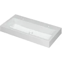 Ink Momento Wastafel Polystone met 2 Kraangaten - 900x450x90 mm - Glans Wit
