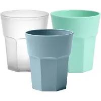 PlasticForte onbreekbare drinkglazen - 9x stuks - kunststof/plastic - mix van 3 kleuren - 360 ml - 10 x 9 cm