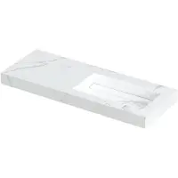 Ink Pitch Wastafel Keramische Slab Rechts met Drain en Front en Side Skirts Zonder Kraangat - 1200x450x90 mm - Statuario Glans