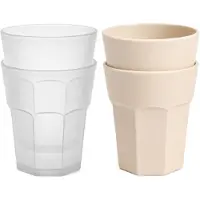 PlasticForte onbreekbare drinkglazen - 10x stuks - kunststof/plastic - mix van twee kleuren - beige en transparant - 361 ml - 10 x 9 cm