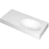 Ink Smooth Wastafel Polystone Rechts met 1 Kraangat - 1000x450x90 mm - Glans Wit