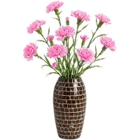 Mica Decorations Kunstbloem Anjer Floristic - 8x - H71 cm - roze - kunststof - stelen kunstbloemen - boeket - rozen bloemetjes