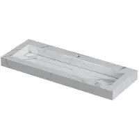 Ink Pitch Wastafel Keramische Slab Centraal met Drain en Front en Side Skirts 1 Kraangat - 1200x450x90 mm - Statuario Glans