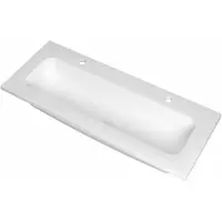 Ink Reflekt Wastafel Polystone Centraal met 2 Kraangaten - 1000x400x15 mm - Mat Wit