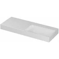Ink United Wastafel Porselein Rechts met 1 Kraangat incl. Porseleinen Click Plug en Verborgen Overloop Systeem - 1200x450x110 mm - Glans Wit