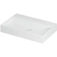 Ink United Wastafel Porselein Zonder Kraangat incl. Porseleinen Click Plug en Verborgen Overloop Systeem - 700x450x110 mm - Mat Wit