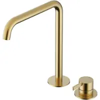 Hotbath Ace - Wastafelmengkraan - zonder Waste - Hoog - Geborsteld Messing PVD - Opbouw - Messing - V02