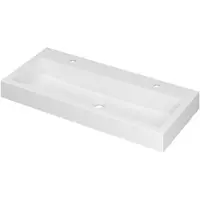 Ink Momento Wastafel Polystone met 2 Kraangaten - 1000x450x90 mm - Mat Wit