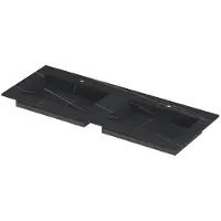 Ink Post Wastafel Keramische Slab Envelop Bak Dubbel 2 Kraangaten - 1200x450x10 mm - Lauren Black Mat