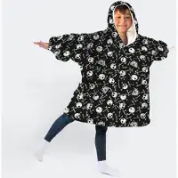 Disney Blanket Sweat Poncho Kind Jack Skellington 7-12 Jaar | Flanel Zwart Witte Sherpa Capuchon