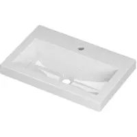 Ink Roots Wastafel Porselein met 1 Kraangat - 600x400x60 mm - Glans Wit