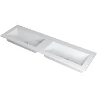 Ink Kraft Wastafel Dubbele Bak Zonder Kraangaten - 1600x450x10 mm - Mat Wit