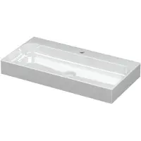 Ink Unit Wastafel Porselein met 1 Kraangat incl. Porseleinen Click Plug - 800x400x100 mm - Glans Wit