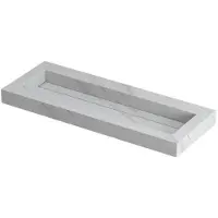 Ink Pitch Wastafel Keramische Slab Centraal met Drain en Front en Side Skirts Zonder Kraangat - 1200x450x90 mm - Calacatta Mat