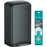 Songmics - Prullenbak - Pedaalemmer - 30 Liter Tretprullenbak van Staal - Met Deksel en Binnenemmer